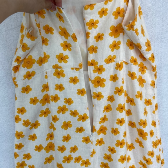 Forever 21 Sleeveless Summer Mini Dress Linen Blend Floral Lined Size L - Picture 5 of 10